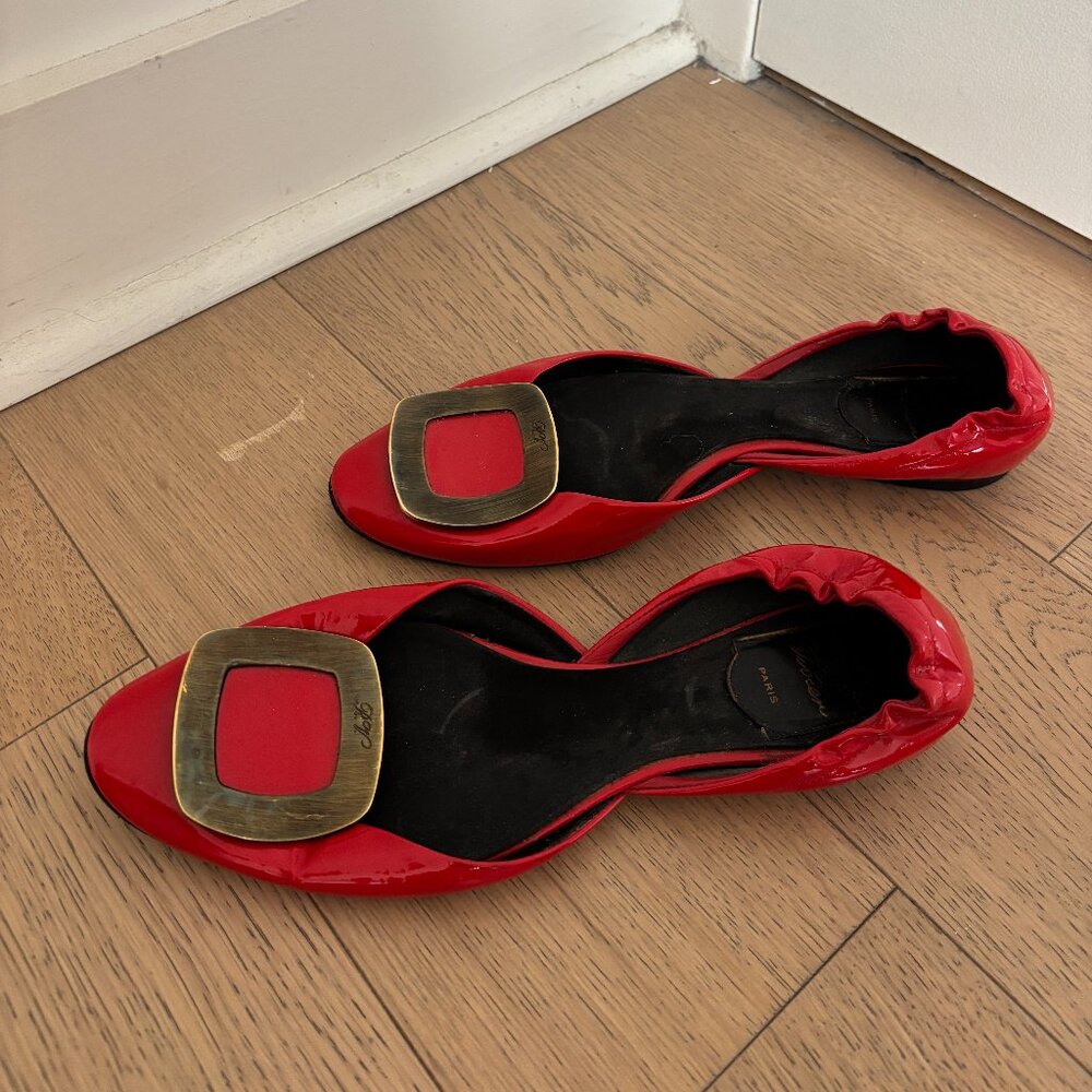 Roger Vivier Patent Leather D'Orsay Flats